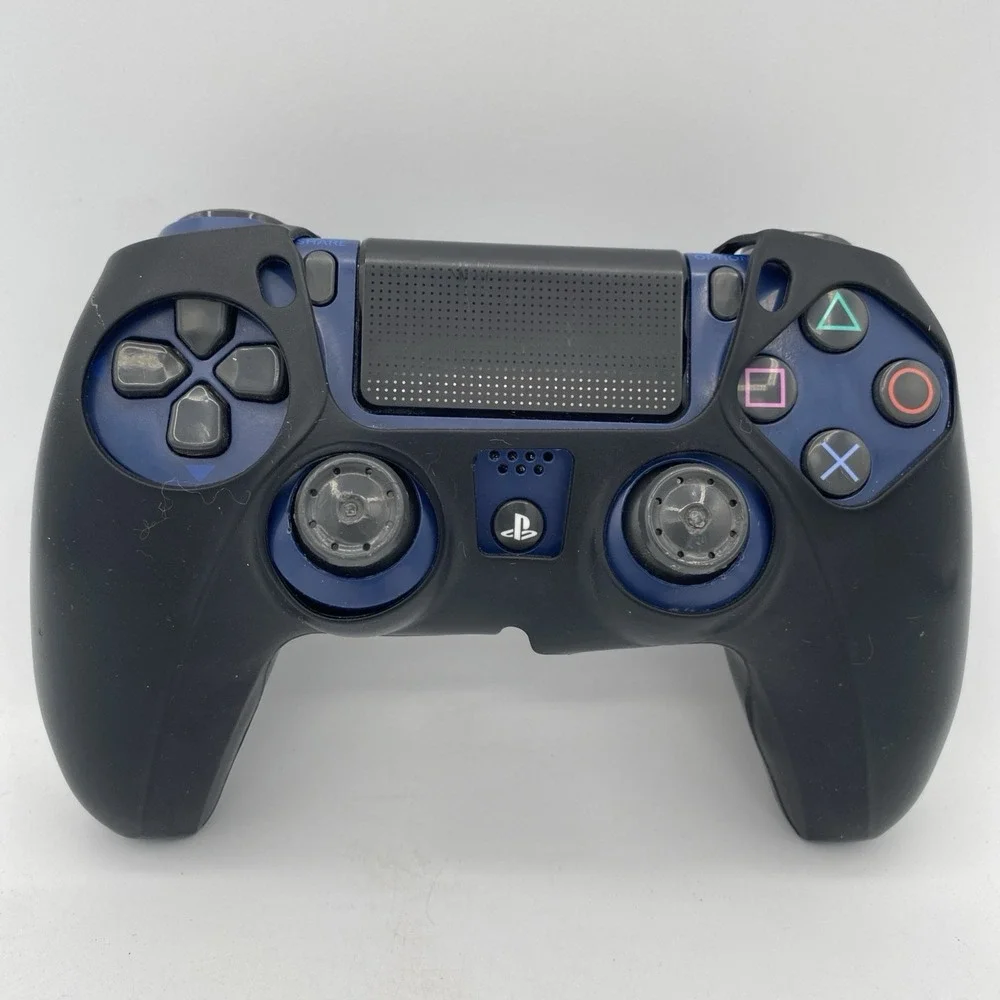 Sony PS4 CUH-ZCT2U Video Game Controller - Blue With Black Grip Cover Tested